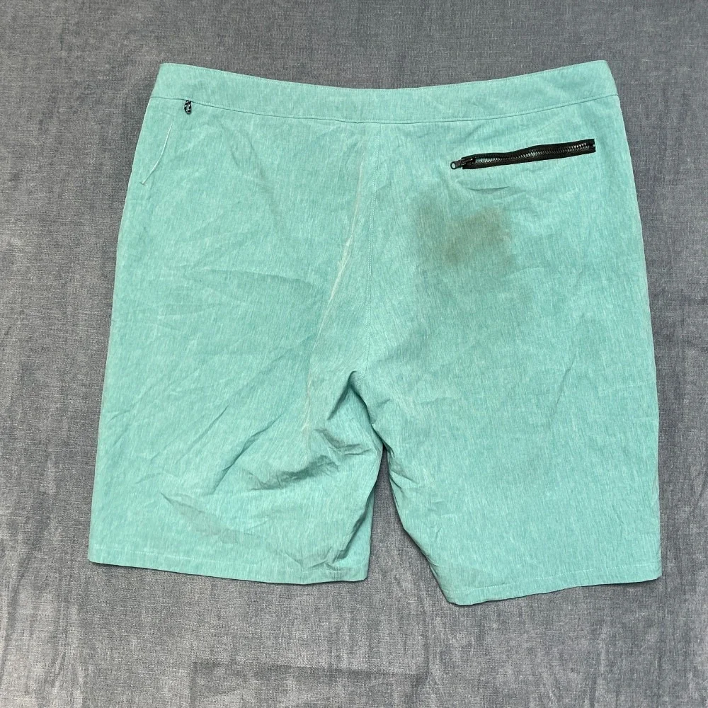 Nike Swim Board Shorts 38 Aqua Green Swoosh Logo Flat Front Slash Pockets Summer